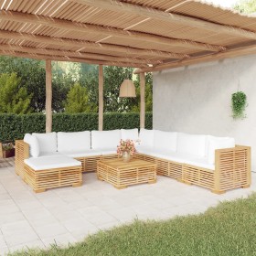 Gartenmöbel Set 9 Teile und Kissen aus massivem Teakholz von vidaXL, Gartensets - Ref: Foro24-3100889, Preis: 1,00 €, Rabatt: %