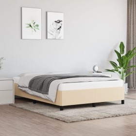 Estructura de cama de tela color crema 140x190 cm de vidaXL, Camas y somieres - Ref: Foro24-347063, Precio: 122,50 €, Descuen...