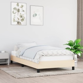 Cream fabric bed frame 90x190 cm by vidaXL, Beds and slatted bases - Ref: Foro24-346685, Price: 85,99 €, Discount: %