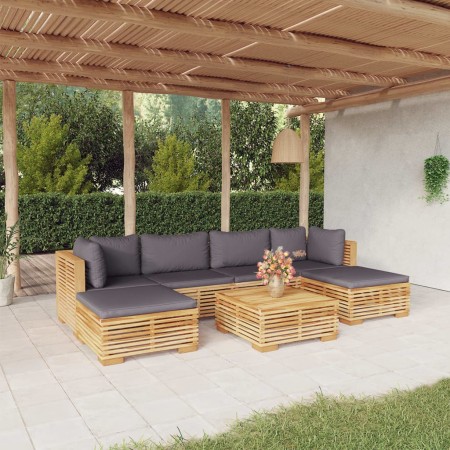 7-piece garden furniture set and solid teak wood cushions by vidaXL, Garden sets - Ref: Foro24-3100892, Price: 1,00 €, Discou...