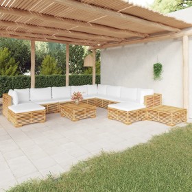 12-teiliges Gartenmöbel-Set und Kissen aus massivem Teakholz von vidaXL, Gartensets - Ref: Foro24-3100887, Preis: 1,00 €, Rab...