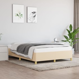 Estructura de cama de tela color crema 140x190 cm de vidaXL, Camas y somieres - Ref: Foro24-347162, Precio: 131,99 €, Descuen...