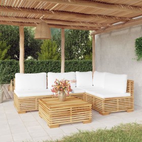 5-teiliges Gartenmöbel-Set und Kissen aus massivem Teakholz von vidaXL, Gartensets - Ref: Foro24-3100901, Preis: 750,99 €, Ra...