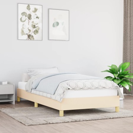 Estructura de cama de tela color crema 90x200 cm de vidaXL, Camas y somieres - Ref: Foro24-346791, Precio: 78,92 €, Descuento: %