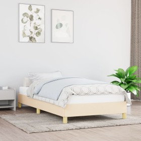 Cream fabric bed frame 100x200 cm by vidaXL, Beds and slatted bases - Ref: Foro24-346799, Price: 75,44 €, Discount: %