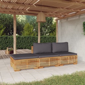 3-teiliges Gartenmöbel-Set und Kissen aus massivem Teakholz von vidaXL, Gartensets - Ref: Foro24-3100904, Preis: 425,99 €, Ra...