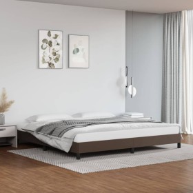 Brown synthetic leather bed frame 200x200 cm by vidaXL, Beds and slatted bases - Ref: Foro24-346925, Price: 126,99 €, Discoun...