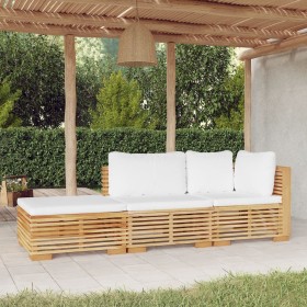 Gartenmöbel-Set 3-teilig und Kissen aus massivem Teakholz von vidaXL, Gartensets - Ref: Foro24-3100905, Preis: 457,99 €, Raba...