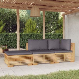 3-piece garden furniture set and solid teak wood cushions by vidaXL, Garden sets - Ref: Foro24-3100906, Price: 487,87 €, Disc...