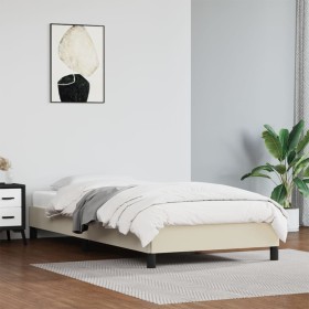 Cream synthetic leather bed frame 90x200 cm by vidaXL, Beds and slatted bases - Ref: Foro24-346882, Price: 85,84 €, Discount: %