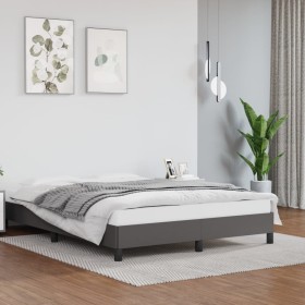 Estructura de cama de cuero sintético gris 140x190 cm de vidaXL, Camas y somieres - Ref: Foro24-346902, Precio: 96,04 €, Desc...