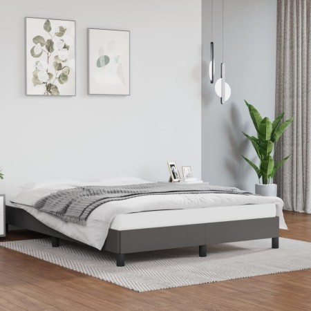 Estructura de cama de cuero sintético gris 140x190 cm de vidaXL, Camas y somieres - Ref: Foro24-346902, Precio: 95,94 €, Desc...