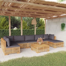 8-teiliges Gartenmöbel-Set und Kissen aus massivem Teakholz von vidaXL, Gartensets - Ref: Foro24-3100910, Preis: 1,00 €, Raba...