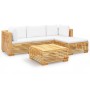 Gartenmöbel-Set 5-teilig und Kissen aus massivem Teakholz von vidaXL, Gartensets - Ref: Foro24-3100913, Preis: 817,36 €, Raba...