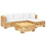 Gartenmöbel-Set 5-teilig und Kissen aus massivem Teakholz von vidaXL, Gartensets - Ref: Foro24-3100913, Preis: 817,36 €, Raba...