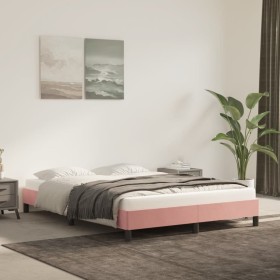 Pink velvet bed frame 140x190 cm by vidaXL, Beds and slatted bases - Ref: Foro24-346975, Price: 95,05 €, Discount: %