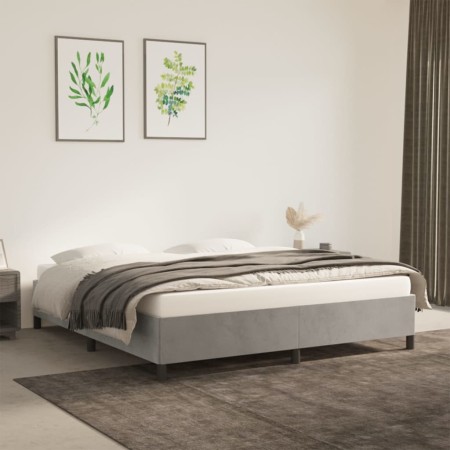 Estructura de cama de terciopelo gris claro 180x200 cm de vidaXL, Camas y somieres - Ref: Foro24-347336, Precio: 130,14 €, De...