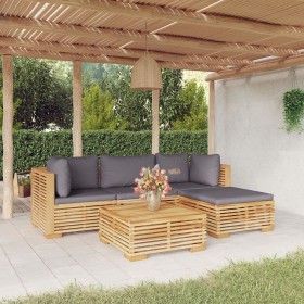 5-teiliges Gartenmöbel-Set und Kissen aus massivem Teakholz von vidaXL, Gartensets - Ref: Foro24-3100914, Preis: 833,48 €, Ra...