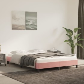 Estructura de cama de terciopelo rosa 140x200 cm de vidaXL, Camas y somieres - Ref: Foro24-346981, Precio: 96,99 €, Descuento: %