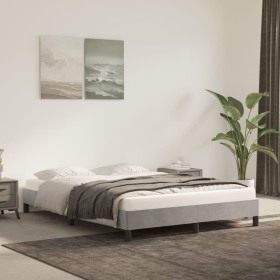 Estructura de cama de terciopelo gris claro 140x190 cm de vidaXL, Camas y somieres - Ref: Foro24-346970, Precio: 95,99 €, Des...