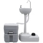 Set de lavabo con pedestal e inodoro portátil para camping gris de vidaXL, Camping y senderismo - Ref: Foro24-30140, Precio: ...