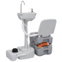 Set de lavabo con pedestal e inodoro portátil para camping gris de vidaXL, Camping y senderismo - Ref: Foro24-30140, Precio: ...