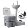 Set de lavabo con pedestal e inodoro portátil para camping gris de vidaXL, Camping y senderismo - Ref: Foro24-30140, Precio: ...