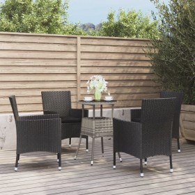 Garden table and chairs 5 pieces and black synthetic rattan cushions by vidaXL, Garden sets - Ref: Foro24-3187427, Price: 292...