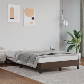 Brown synthetic leather bed frame 120x200 cm by vidaXL, Beds and slatted bases - Ref: Foro24-346895, Price: 107,99 €, Discoun...