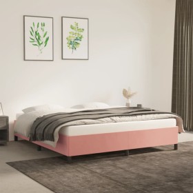 Estructura de cama de terciopelo rosa 160x200 cm de vidaXL, Camas y somieres - Ref: Foro24-347335, Precio: 123,99 €, Descuent...