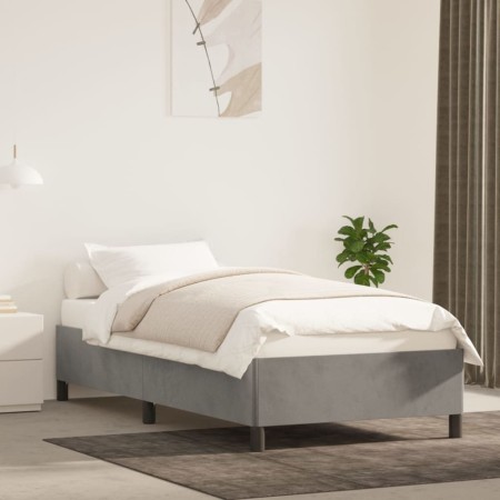 Light gray velvet bed frame 100x200 cm by vidaXL, Beds and slatted bases - Ref: Foro24-347306, Price: 89,89 €, Discount: %