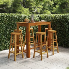 High garden table and stools 7 pcs solid acacia wood by vidaXL, Garden sets - Ref: Foro24-3116020, Price: 437,99 €, Discount: %