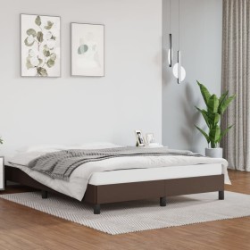 Brown synthetic leather bed frame 140x190 cm by vidaXL, Beds and slatted bases - Ref: Foro24-346901, Price: 109,06 €, Discoun...