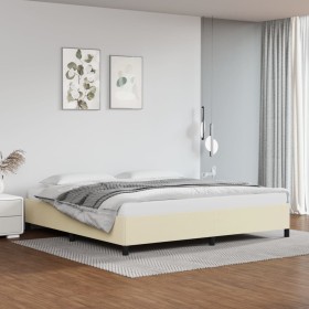 Cream synthetic leather bed frame 200x200 cm by vidaXL, Beds and slatted bases - Ref: Foro24-347271, Price: 138,17 €, Discoun...