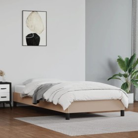 Cappuccino synthetic leather bed frame 100x200 cm by vidaXL, Beds and slatted bases - Ref: Foro24-346891, Price: 91,55 €, Dis...