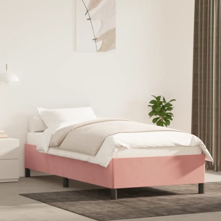 Pink velvet bed frame 100x200 cm by vidaXL, Beds and slatted bases - Ref: Foro24-347311, Price: 102,99 €, Discount: %