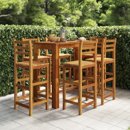 Garden table and 7-piece high stools set made of solid acacia wood. by vidaXL, Garden sets - Ref: Foro24-3116021, Price: 552,...