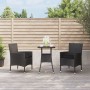 Garden table and 3-piece chair set with black synthetic rattan cushions. by vidaXL, Garden sets - Ref: Foro24-3187416, Price:...