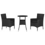 Garden table and 3-piece chair set with black synthetic rattan cushions. by vidaXL, Garden sets - Ref: Foro24-3187416, Price:...