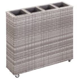 Flowerbed with 4 gray synthetic rattan pots 80x22x79 cm by vidaXL, Pots and planters - Ref: Foro24-46949, Price: 149,14 €, Di...