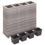 Arriate con 4 macetas de ratán sintético gris 80x22x79 cm de vidaXL, Maceteros y jardineras - Ref: Foro24-46949, Precio: 149,...