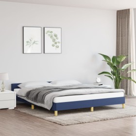 Bed frame with blue fabric headboard 180x200 cm by vidaXL, Beds and slatted bases - Ref: Foro24-347437, Price: 124,51 €, Disc...