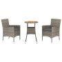 Garden table and chairs 3 pieces and gray synthetic rattan cushions by vidaXL, Garden sets - Ref: Foro24-3187434, Price: 167,...