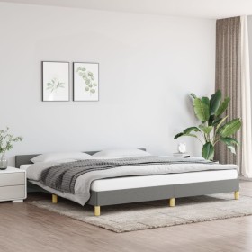 Bed frame with headboard dark gray fabric 200x200 cm by vidaXL, Beds and slatted bases - Ref: Foro24-347440, Price: 123,80 €,...