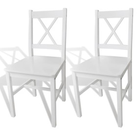 Sillas de comedor 2 unidades madera de pino blancas de vidaXL, Sillas de comedor - Ref: Foro24-241510, Precio: 110,67 €, Desc...