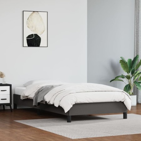 Gray synthetic leather bed frame 90x200 cm by vidaXL, Beds and slatted bases - Ref: Foro24-346884, Price: 81,99 €, Discount: %