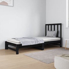 Sofá cama extraíble madera maciza de pino negro 2x(90x190) cm de vidaXL, Camas y somieres - Ref: Foro24-3124756, Precio: 170,...