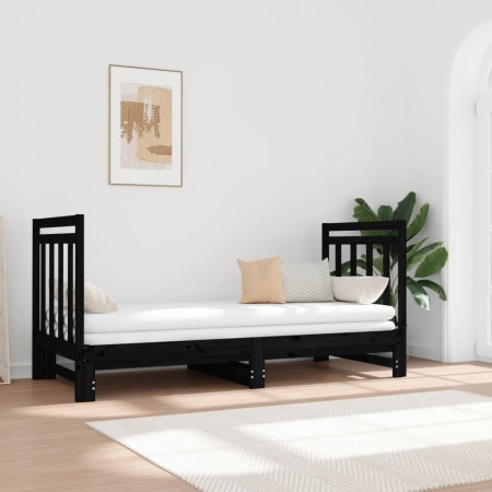 Sofá cama extraíble madera maciza de pino negro 2x(90x190) cm de vidaXL, Camas y somieres - Ref: Foro24-3124776, Precio: 212,...