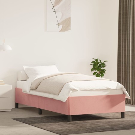 Estructura de cama de terciopelo rosa 90x200 cm de vidaXL, Camas y somieres - Ref: Foro24-347305, Precio: 90,81 €, Descuento: %