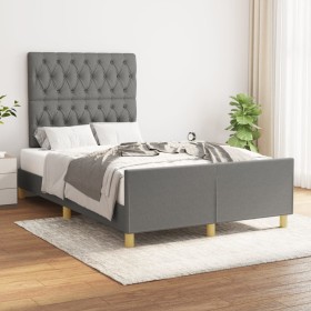 Bed frame with headboard in dark gray fabric 120x200 cm by vidaXL, Beds and slatted bases - Ref: Foro24-3125285, Price: 181,6...